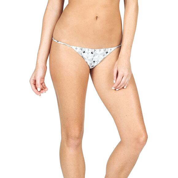 Volcom Women's DAY TRIPPER TINY Bikini Bottom Black White Large NEW - Picture 1 of 3